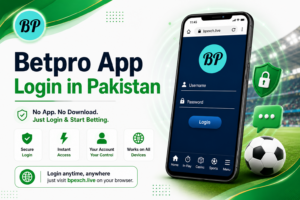 Pakistani user logging into BetPro app in Dubai using a smartphone.